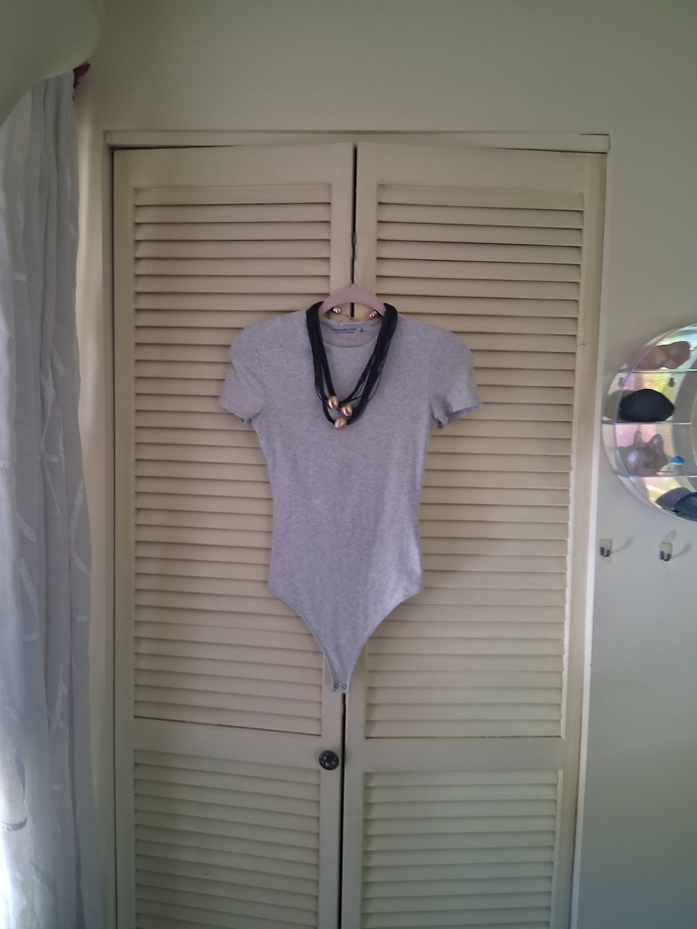 Abercrombie & Fitch Gray Short-Sleeve Bodysuit